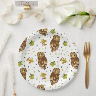 Owl Brown Paper Plate