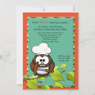 Owl Cook BBQ Invitation