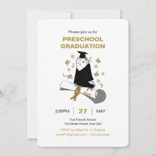 Owl in Gown and Cap Children's Graduation Ceremony Invitation