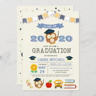 Owl Kids Graduation Announcement Invitation