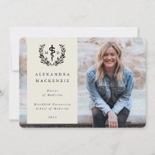 Oyster/Black MD Asclepius Graduation Photo Announcement
