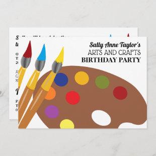 Paint Brush and Palette, Arts and Crafts Birthday Invitation