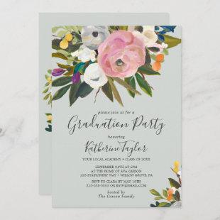 Painted Floral Graduation Party Invitation