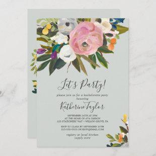 Painted Floral Let's Party Invitation
