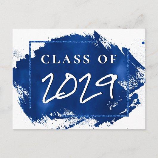 Painted Grad | Blue Splatter Brushstroke Party Invitation Postcard