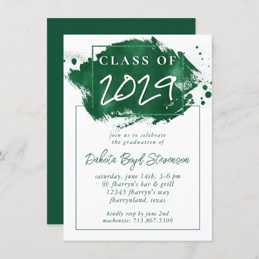Painted Grad | Green Splatter Brushstroke Party Invitation