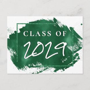 Painted Grad | Green Splatter Brushstroke Party Invitation Postcard