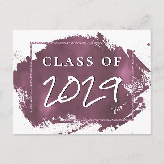 Painted Grad | Mauve Pink Splash Smudge Graduation Invitation Postcard