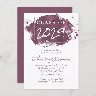 Painted Grad | Mauve Pink Splatter Graduation Invitation
