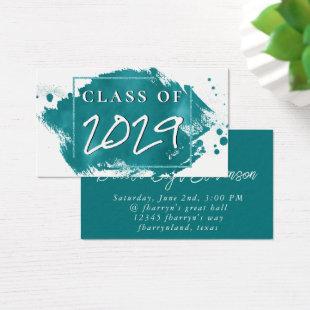 Painted Grad | Teal Green Graduation Announcement