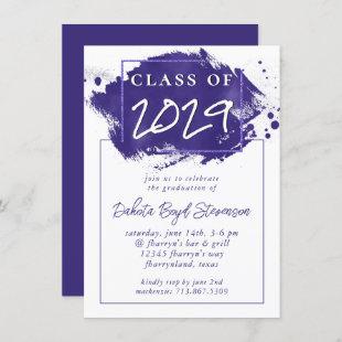 Painted Grad | Violet Purple Splatter Brushstroke Invitation