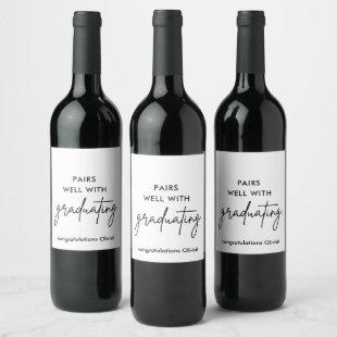 Pairs Well With Graduating Invitation Script Wine Label