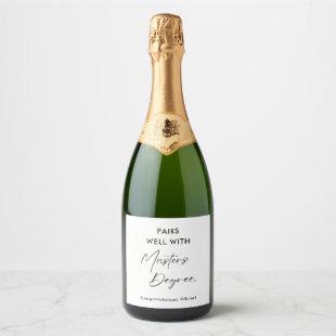Pairs Well With Masters Degree Script Wine Sparkling Wine Label