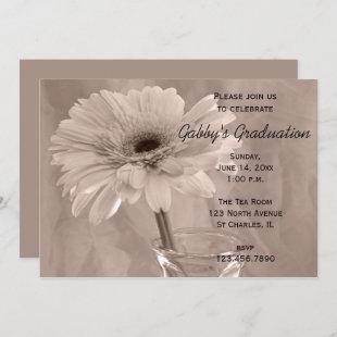 Pale Pink Tinted Daisy Graduation Party Invitation