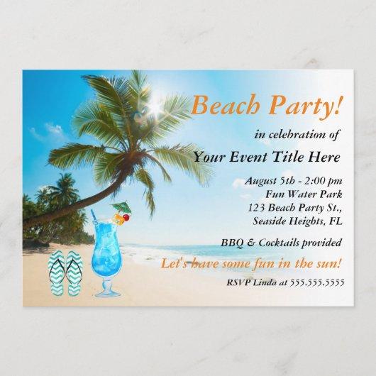 Palm Tree Cocktail Adult's Beach Party Invitation