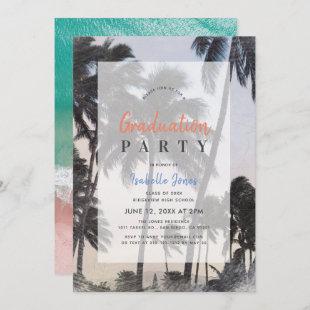 Palm Tree & Tropical Beach Graduation Invitation