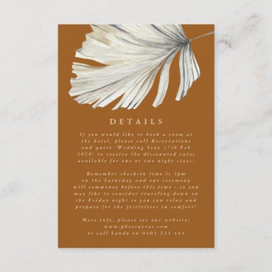 Pampas Grass Floral Tropical Wedding Details Enclosure Card