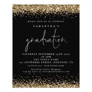 PAPER Gold Glitter 2024 Graduation Black Invite