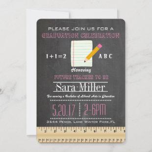 Paper & Pencil Teacher Graduation Invitation