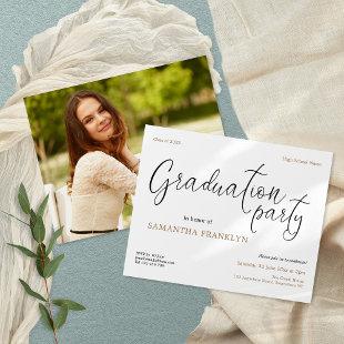 PAPER Script Text Photo Graduation Party Invite