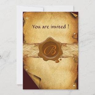 PARCHMENT AND BROWN WAX SEAL MONOGRAM INVITATION