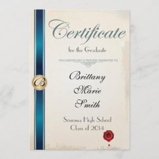 Parchment Certificate Graduation Invitation