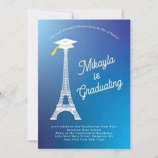 Paris French Eiffel Tower Graduation Party Invitation