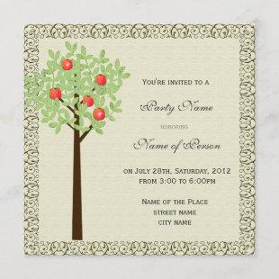 Party invitation, apple tree invitation