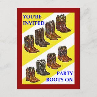 PARTY INVITE ~ BOOTS ON ~ Western style INVITATION