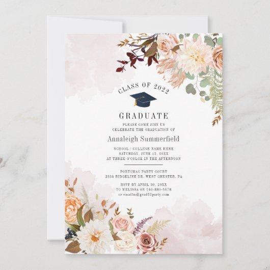 Pastel Blush Floral 2022 Graduation Party Invitation