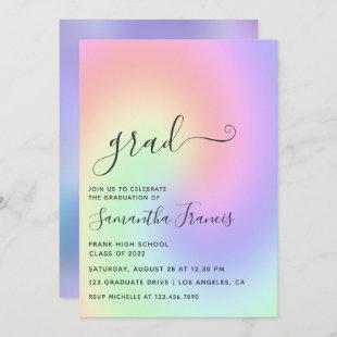 Pastel Rainbow Ombre Graduation Party Invitation
