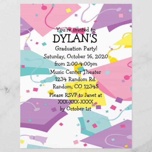Pastel theme graduation party flyer invitations