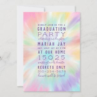 Pastel Tie Dye Typography Graduation Party Invitation
