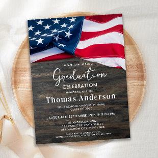 Patriotic American Flag US Military Graduation Invitation Postcard
