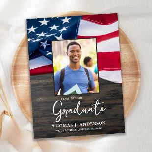 Patriotic USA American Flag Military Graduation Invitation Postcard