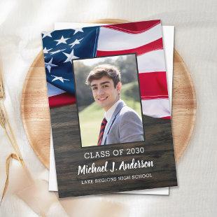 Patriotic USA Flag Photo Military Graduation Invitation Postcard