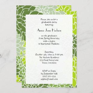 Pattern Of Flowers, Green Dahlia, Graduation Invitation