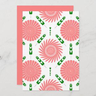 pattern with pink flowers   invitation