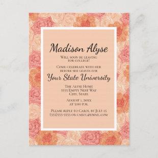 Peach  Pink Floral College Trunk Party Invitation