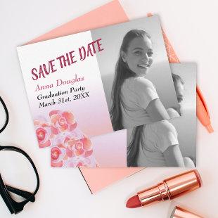 Peach, Pink Roses Save-the-Date Advice Card