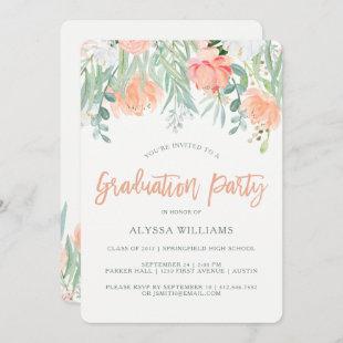 Peach Watercolor Floral | Graduation Party Invitation