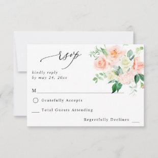 Peach & White Floral no Meal RSVP