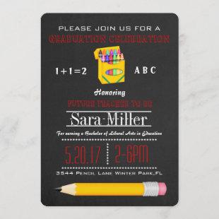 Pencil & Crayola Teacher Graduation Invitation