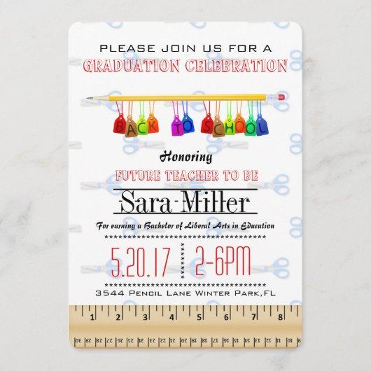 Pencil Teacher Graduation Invitation