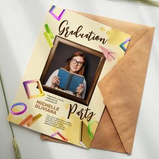Personalize creamy fancy graduation party invitation