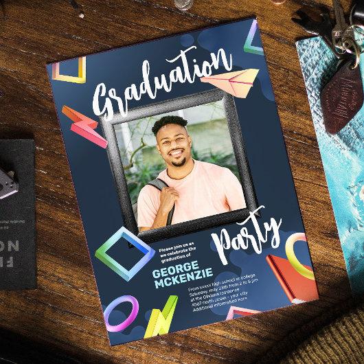 Personalize dark fancy graduation party invitation