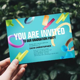 Personalize green fancy graduation party invitation