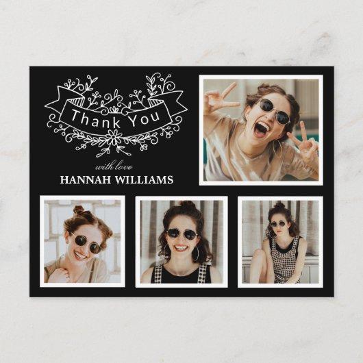 Personalized 4 Photo Collage Graduation Thank You Postcard