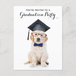 Personalized Cute Puppy Dog Graduate Graduation   Invitation Postcard