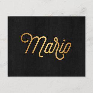 Personalized Elegant Script Mario Gold Black Invitation